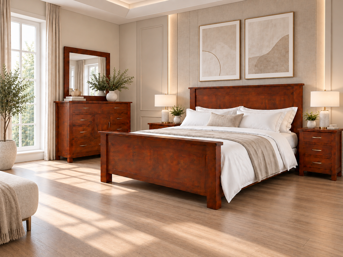 Parsons (AUSSIE MADE) King 3 Piece (BEDSIDE) Bedroom Suite - Assorted Stained Colours