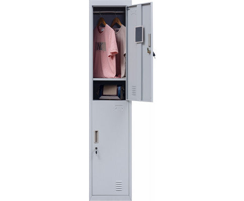 KENZIE STANDARD LOCK TWO-DOOR  OFFICE - GYM - STORAGE - SHED - LOCKER - GREY