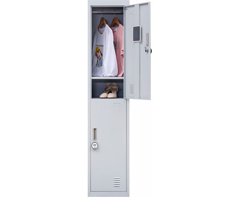 KENZIE TWO-DOOR  OFFICE - GYM - STORAGE - SHED - LOCKER WITH 4-DIGIT COMBINATION LOCK  - GREY
