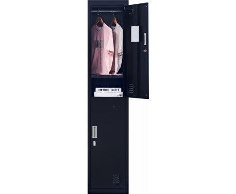 KENZIE PADLOCK - OPERATED TWO-DOOR  OFFICE - GYM - STORAGE - SHED - LOCKER - BLACK