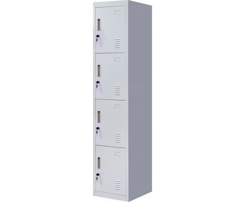 KENZIE STANDARD LOCK FOUR-DOOR  OFFICE - GYM - STORAGE - SHED - LOCKER - GREY