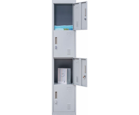 KENZIE PADLOCK - OPERATED FOUR-DOOR  OFFICE - GYM - STORAGE - SHED - LOCKER - GREY