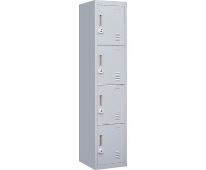 KENZIE FOUR-DOOR  OFFICE - GYM - STORAGE - SHED - LOCKER WITH 3-DIGIT COMBINATION LOCK  - GREY