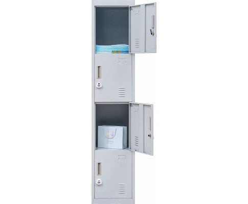 KENZIE FOUR-DOOR  OFFICE - GYM - STORAGE - SHED - LOCKER WITH 3-DIGIT COMBINATION LOCK  - GREY