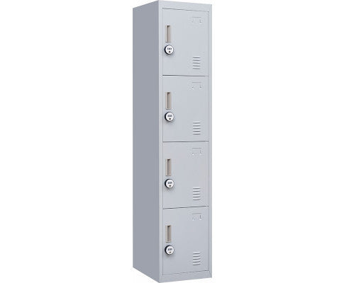 KENZIE FOUR-DOOR  OFFICE - GYM - STORAGE - SHED - LOCKER WITH 4-DIGIT COMBINATION LOCK  - GREY