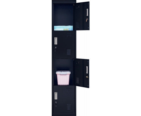KENZIE STANDARD LOCK FOUR-DOOR  OFFICE - GYM - STORAGE - SHED - LOCKER - BLACK
