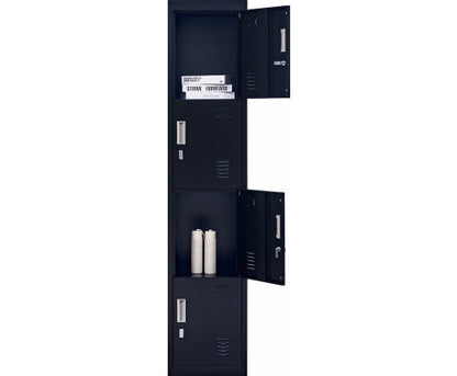KENZIE PADLOCK - OPERATED FOUR-DOOR  OFFICE - GYM - STORAGE - SHED - LOCKER - BLACK