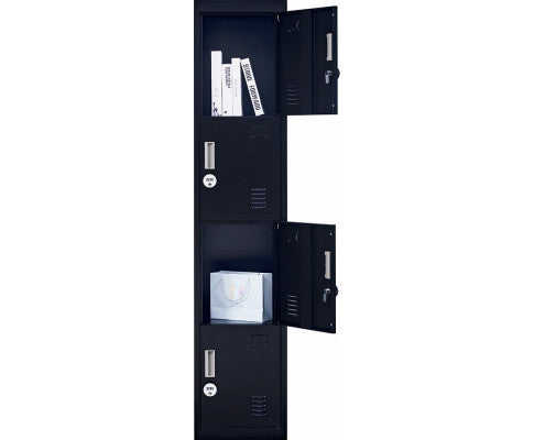 KENZIE FOUR-DOOR  OFFICE - GYM - STORAGE - SHED - LOCKER WITH 4-DIGIT COMBINATION LOCK  - BLACK