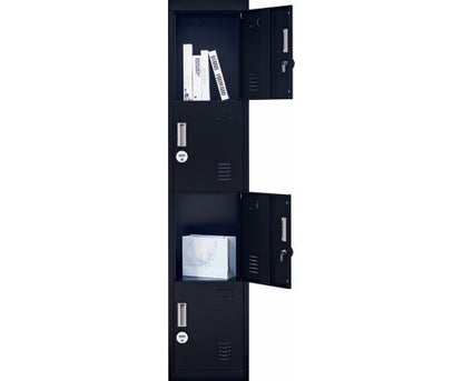 KENZIE FOUR-DOOR  OFFICE - GYM - STORAGE - SHED - LOCKER WITH 4-DIGIT COMBINATION LOCK  - BLACK
