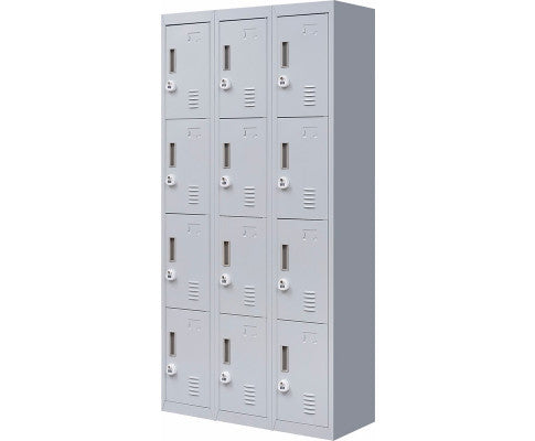 KENZIE  12 DOOR OFFICE - GYM - STORAGE - SHED WITH 3-DIGIT COMBINATION LOCK  - LOCKER - GREY