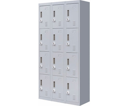 KENZIE  12 DOOR OFFICE - GYM - STORAGE - SHED WITH 3-DIGIT COMBINATION LOCK  - LOCKER - GREY