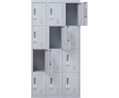 KENZIE  12 DOOR OFFICE - GYM - STORAGE - SHED WITH 3-DIGIT COMBINATION LOCK  - LOCKER - GREY