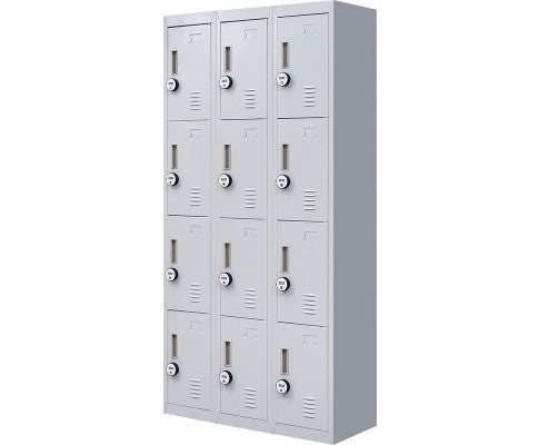 KENZIE 12 DOOR OFFICE - GYM - STORAGE - SHED WITH 4-DIGIT COMBINATION LOCK  - LOCKER - GREY