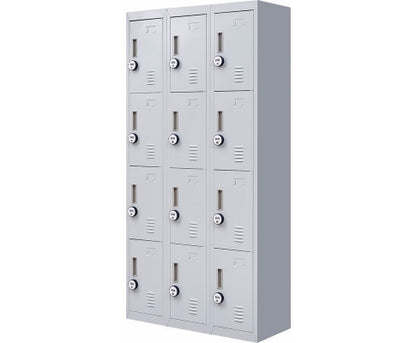 KENZIE 12 DOOR OFFICE - GYM - STORAGE - SHED WITH 4-DIGIT COMBINATION LOCK  - LOCKER - GREY
