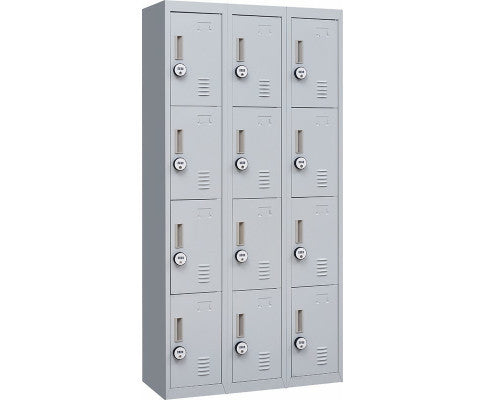 KENZIE 12 DOOR OFFICE - GYM - STORAGE - SHED WITH 4-DIGIT COMBINATION LOCK  - LOCKER - GREY