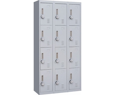 KENZIE 12 DOOR OFFICE - GYM - STORAGE - SHED WITH 4-DIGIT COMBINATION LOCK  - LOCKER - GREY