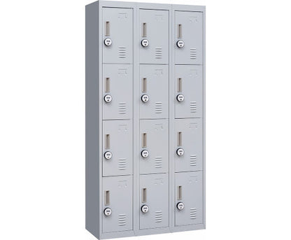 KENZIE 12 DOOR OFFICE - GYM - STORAGE - SHED WITH 4-DIGIT COMBINATION LOCK  - LOCKER - GREY