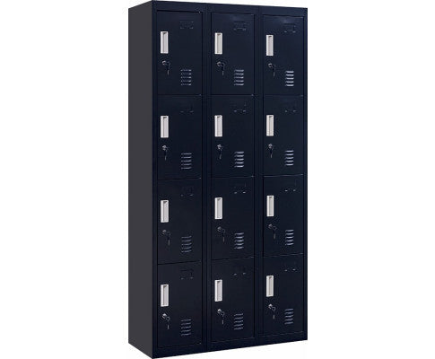 KENZIE STANDARD LOCK 12 DOOR  OFFICE - GYM - STORAGE - SHED - LOCKER - BLACK
