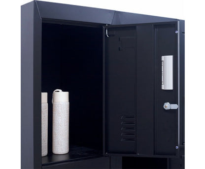 KENZIE  12 DOOR OFFICE - GYM - STORAGE - SHED WITH 3-DIGIT COMBINATION LOCK  - LOCKER - BLACK