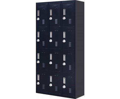 KENZIE  12 DOOR OFFICE - GYM - STORAGE - SHED WITH 3-DIGIT COMBINATION LOCK  - LOCKER - BLACK
