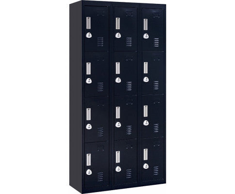 KENZIE  12 DOOR OFFICE - GYM - STORAGE - SHED WITH 3-DIGIT COMBINATION LOCK  - LOCKER - BLACK