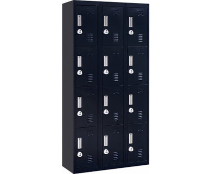 KENZIE  12 DOOR OFFICE - GYM - STORAGE - SHED WITH 3-DIGIT COMBINATION LOCK  - LOCKER - BLACK