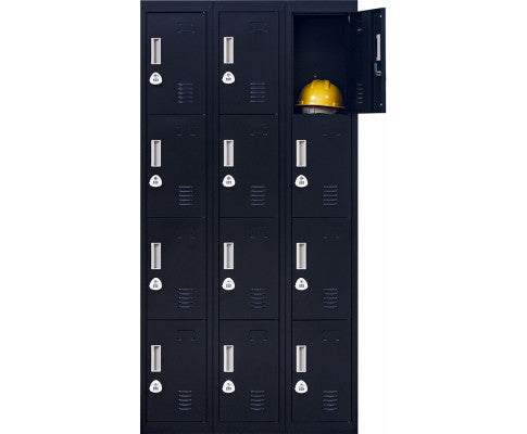 KENZIE  12 DOOR OFFICE - GYM - STORAGE - SHED WITH 3-DIGIT COMBINATION LOCK  - LOCKER - BLACK