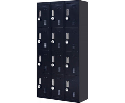 KENZIE 12 DOOR OFFICE - GYM - STORAGE - SHED WITH 4-DIGIT COMBINATION LOCK  - LOCKER - BLACK