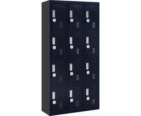 KENZIE 12 DOOR OFFICE - GYM - STORAGE - SHED WITH 4-DIGIT COMBINATION LOCK  - LOCKER - BLACK