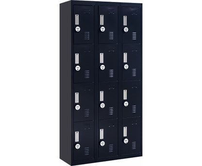KENZIE 12 DOOR OFFICE - GYM - STORAGE - SHED WITH 4-DIGIT COMBINATION LOCK  - LOCKER - BLACK