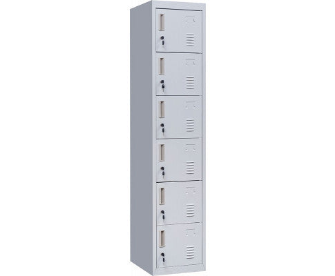 KENZIE STANDARD LOCK 6-DOOR  OFFICE - GYM - STORAGE - SHED - LOCKER - GREY
