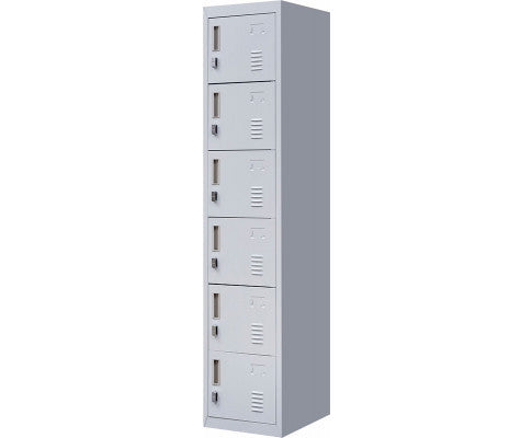 KENZIE PADLOCK - OPERATED 6-DOOR  OFFICE - GYM - STORAGE - SHED - LOCKER - GREY