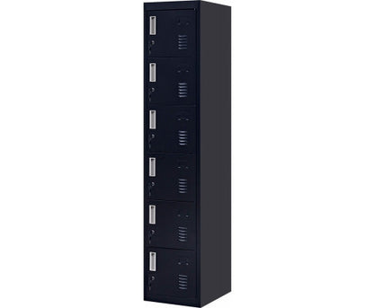 KENZIE STANDARD LOCK 6-DOOR  OFFICE - GYM - STORAGE - SHED - LOCKER - BLACK