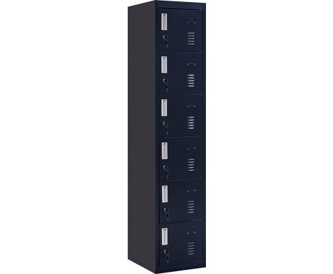 KENZIE STANDARD LOCK 6-DOOR  OFFICE - GYM - STORAGE - SHED - LOCKER - BLACK