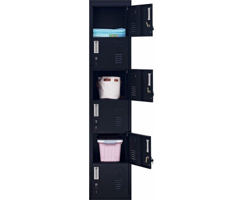 KENZIE STANDARD LOCK 6-DOOR  OFFICE - GYM - STORAGE - SHED - LOCKER - BLACK