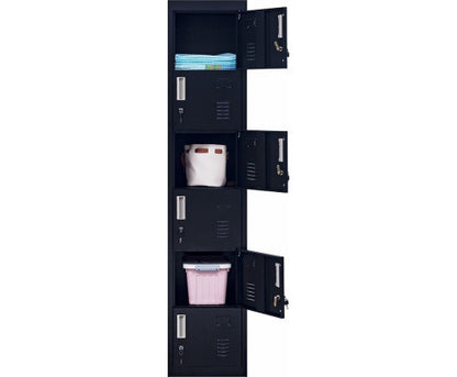 KENZIE STANDARD LOCK 6-DOOR  OFFICE - GYM - STORAGE - SHED - LOCKER - BLACK