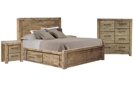 Winslow Queen 4 Piece (TALLBOY) Bedroom Suite With 4 Drawers - As Pictured