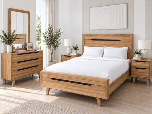 Queen Atmore 5 Piece (DRESSER) Bedroom Suite - Natural