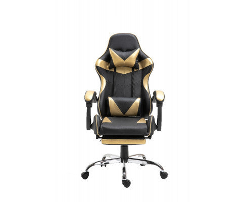 EUGENE RECLINING OFFICE COMPUTER  GAMING CHAIR  WITH FOOTREST -  GOLD