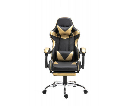 EUGENE RECLINING OFFICE COMPUTER  GAMING CHAIR  WITH FOOTREST -  GOLD