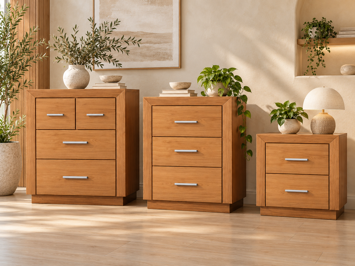 Alameda (AUSSIE MADE) Bedside Table With Floating Base Collection - Assorted Stained Colours