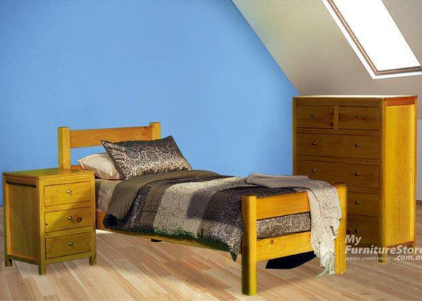 KING SINGLE CHUNKY (AUSSIE MADE) RAILED BED - ASSORTED STAINED COLOURS