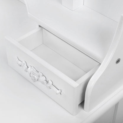 ERIN LUXURY DRESSING TABLE WITH MIRROR & STOOL WITH 7 DRAWERS (DRESS-TAB-7D-AB) - FULLY ASSEMBLED MODEL - (MODEL 5-12-12-1) - 1460(H) X 1020(W) - WHITE