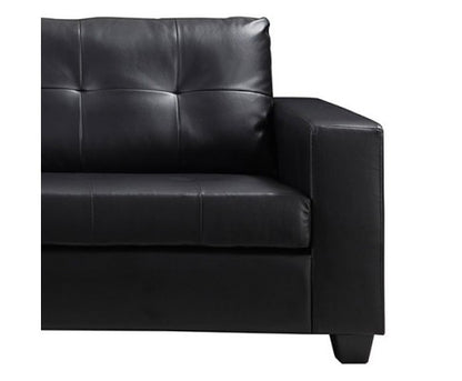 NIKKI 3 SEATER LEATHERETTE  LOUNGE  - BLACK
