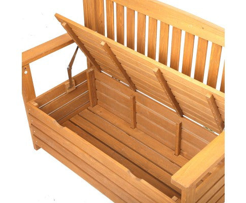 ZAIN 2  SEATER WOODEN OUTDOOR  STORAGE BENCH (1145W) - NATURAL