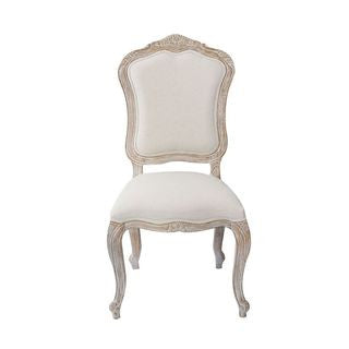 BICHIR (SET OF 2) DINING CHAIR -  FABRIC BEIGE / WHITE WASHED