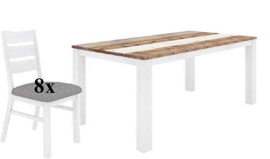 ROVER  9  PIECE DINING SETTING WITH -2000(W) X 1000(D) TABLE - (4-15-22-5-18) - MULTI-COLOR