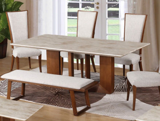 VIORICA DINING TABLE WITH MARBLE TOP - 2000(W) x 1000(D) - AS PICTURED