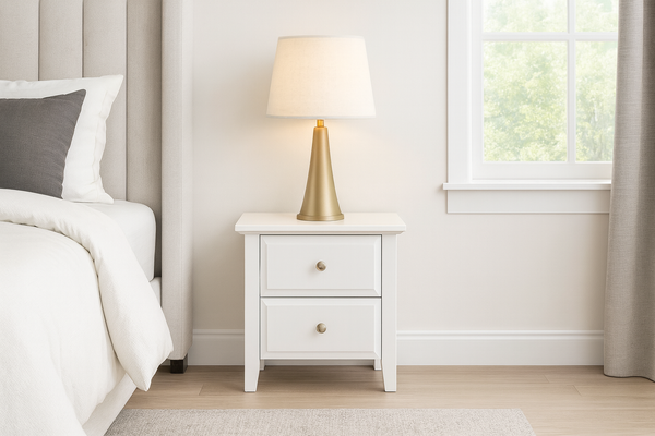 ENDLESS (AUSSIE MADE) 2 DRAWER BEDSIDE TABLE - ASSORTED STAINED COLOURS