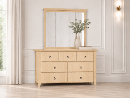 Manilla (AUSSIE MADE) 7 Drawer Dressing Table With Mirror - Tassie Oak Combination - Assorted Colours